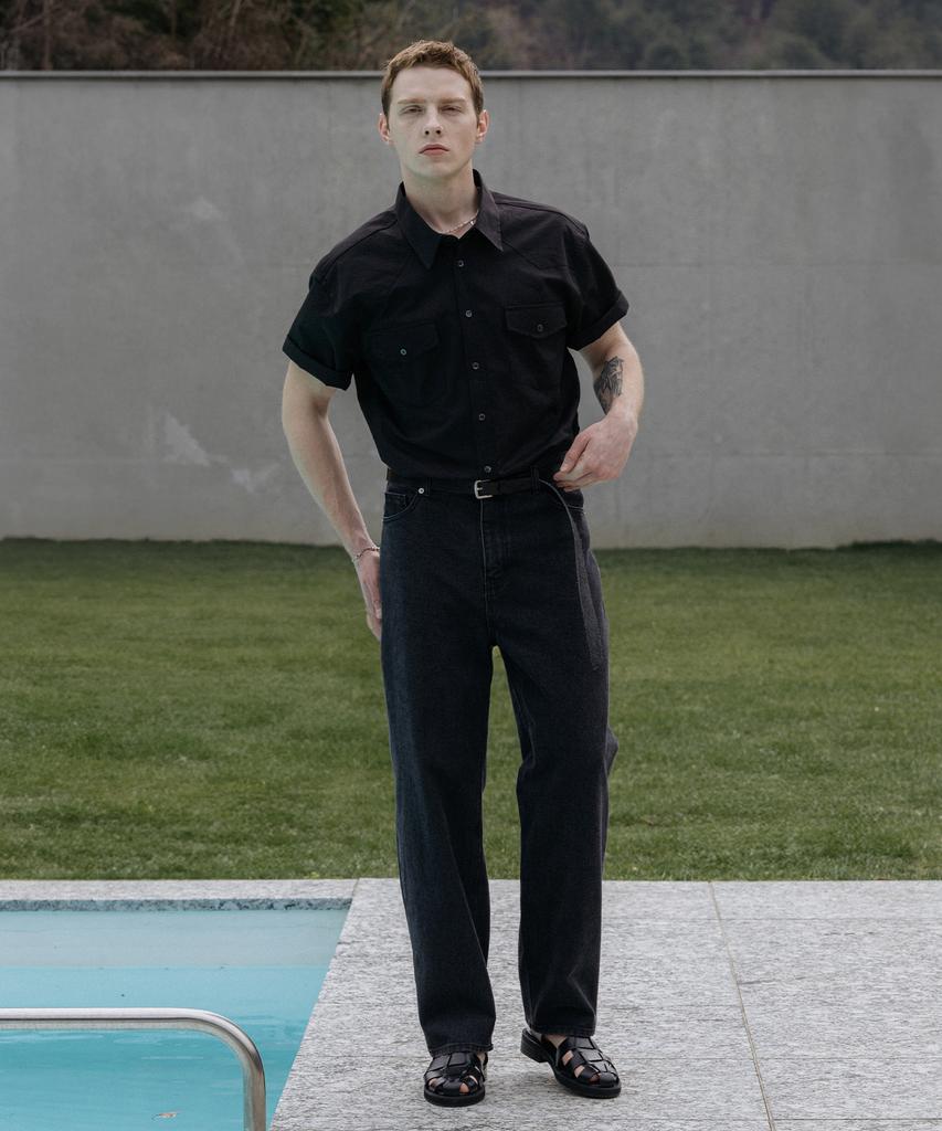 Dekkoloso Western Two-Pocket Short Sleeve Shirt [Black]
