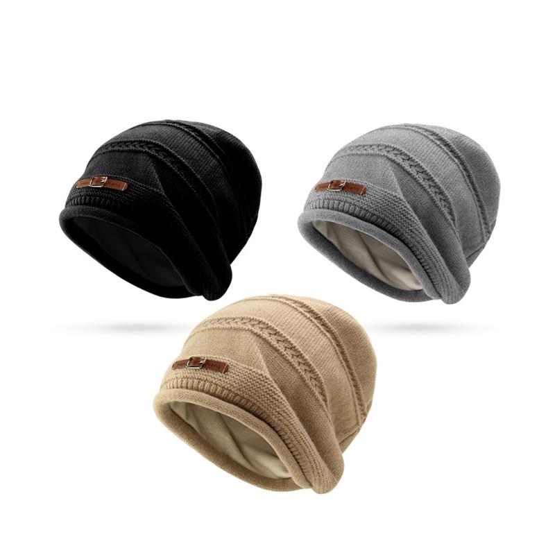 All-Match Large Head Circumference Curled Brim Velvet Hat Autumn And Winter Thickened Knitted Hat Women'S Warm Wool Hat