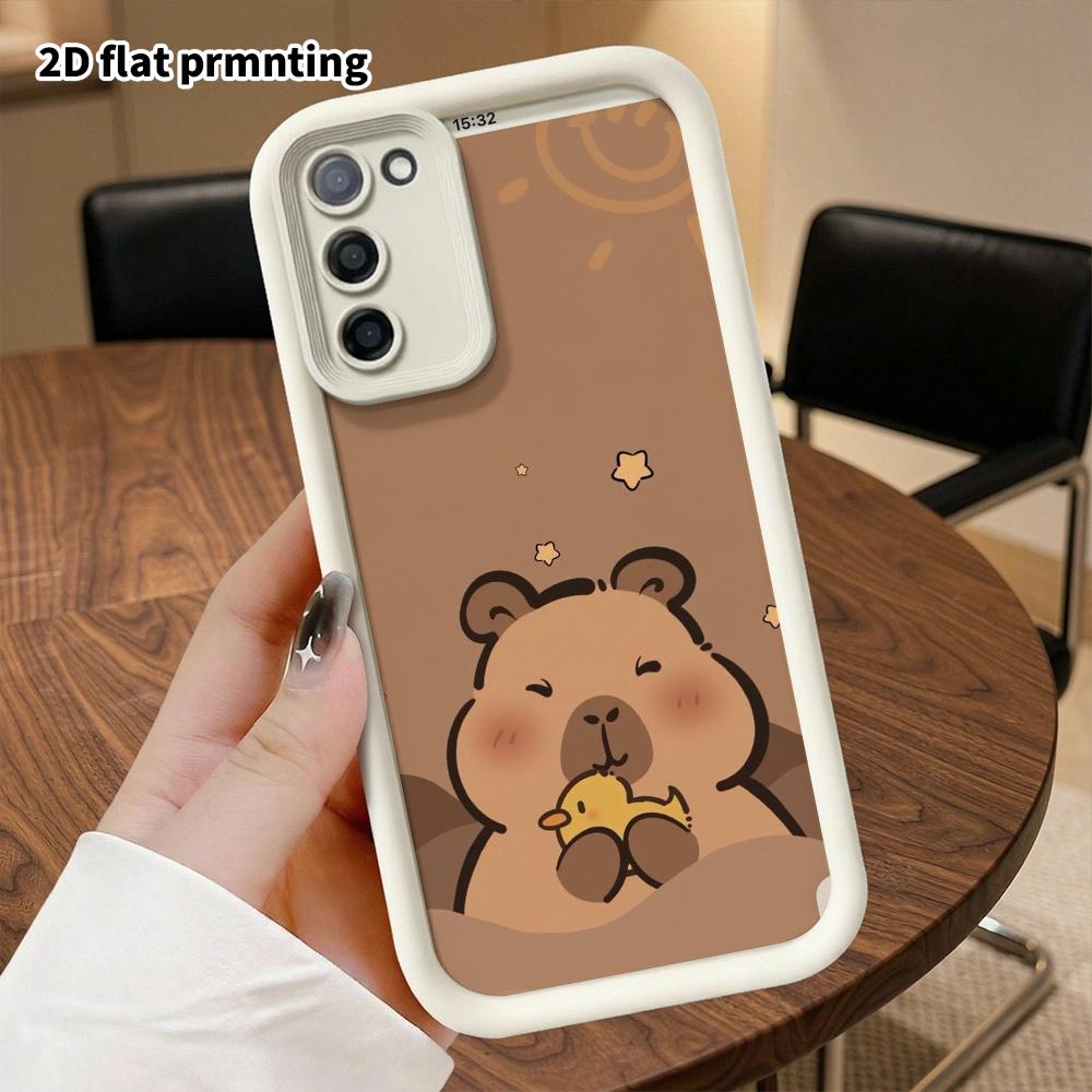 Phone Case: 2D Flat Samsung Galaxy A34 A35 M05 M06 S20 S22 S21 FE Plus 5G Step Protection Case, Hugging Little Yellow Duck Capybara, Christmas and Hal