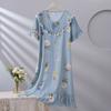 1011 new spot women's spring, summer and autumn cotton silk loose thin large version nightdress simple and comfortable loungewear