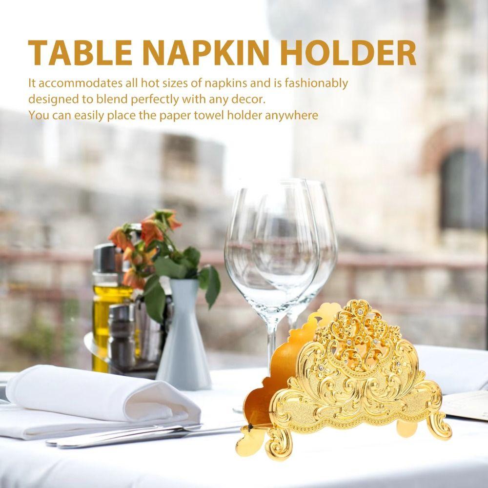 European Style Metal Paper Dispenser Zinc Zinc Zinc Alloy Gold Tissue Box Shiny Napkin Holder  Coffee Shop