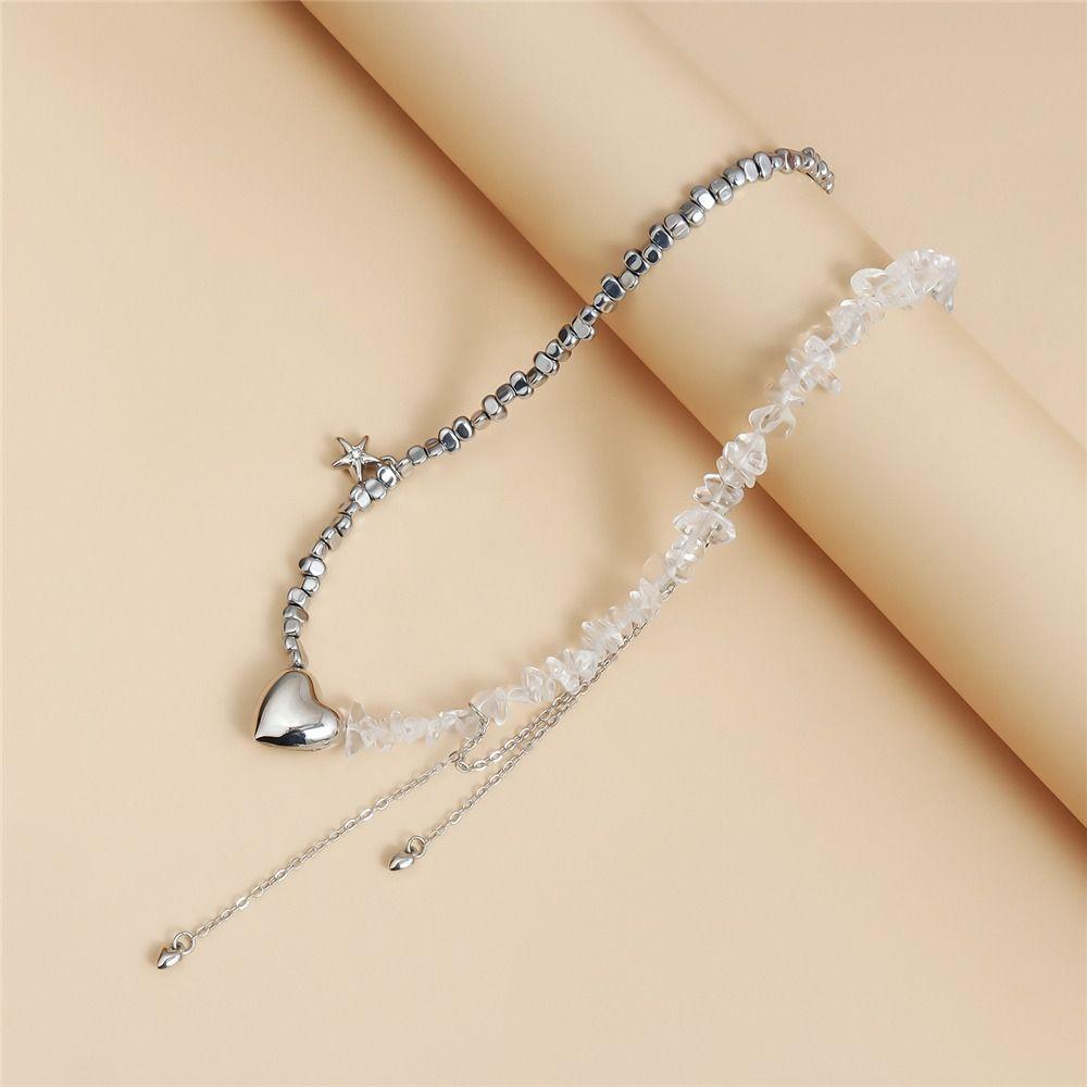 Luxury Heart Pendant Choker Irregular Jewelry Gift Trendy Starfish Tassel Necklace  for Women