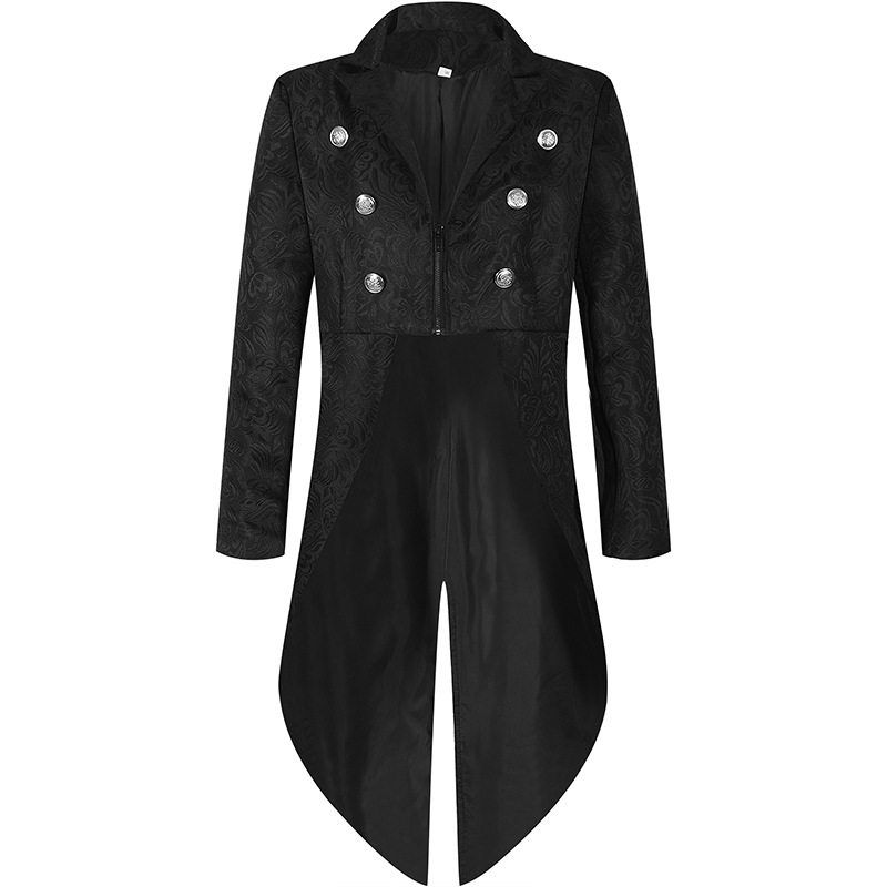 2023Wish New European and American Men's Clothing Medieval Retro Clothing Men's Mid-Length Punk Retro Tailcoat for Men