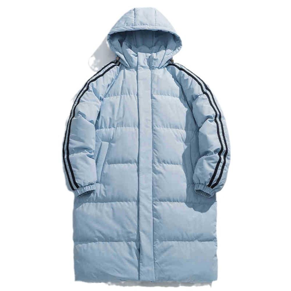 Medium and Long Cotton-padded Clothes for Men's Winter New Trendy Cold-proof Thickened Warm Couple Striped Cotton-padded Jacket