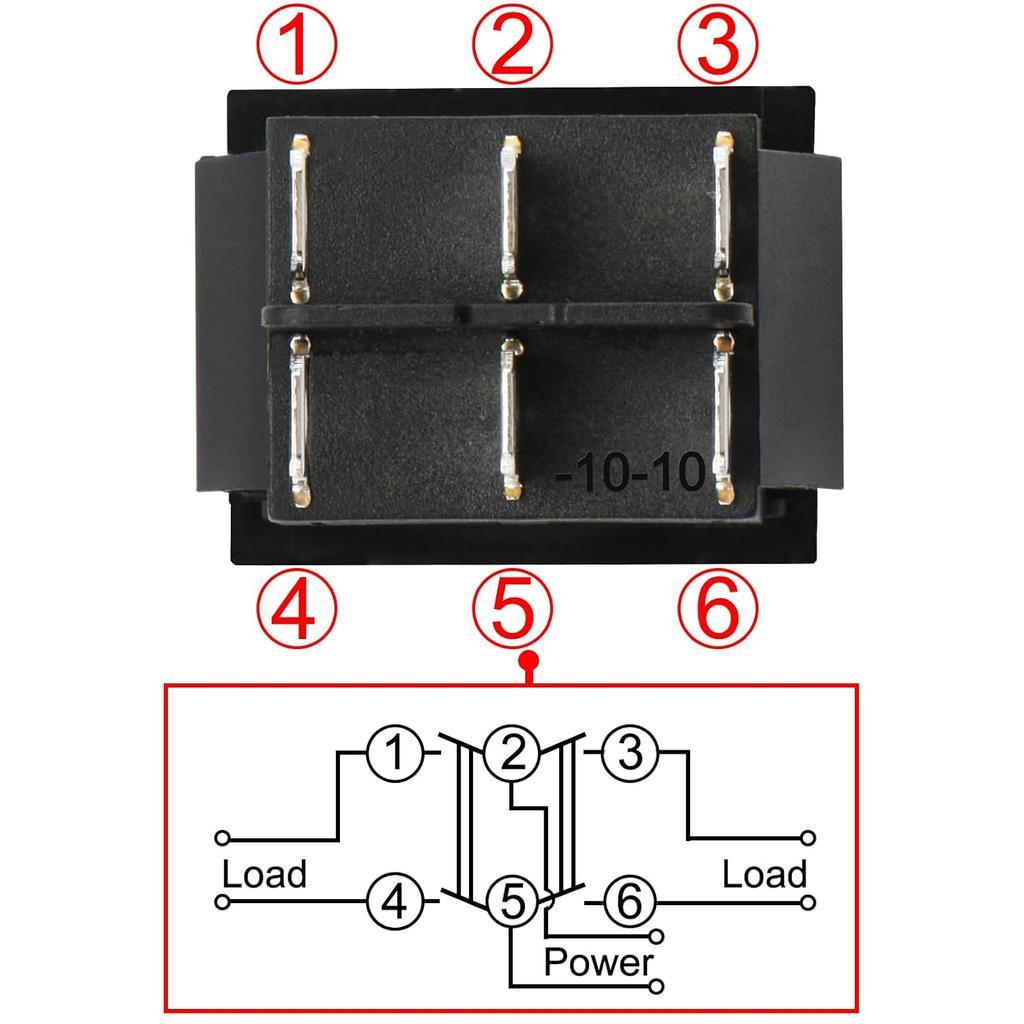 Heschen Rocker Switch ON-Off-ON DPDT 6 Terminals 16A 250VAC Black 2Pack