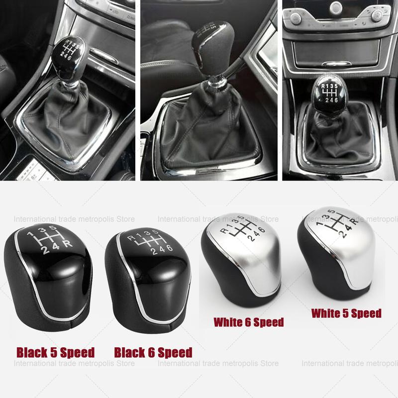 5/6Speed Car Leather Gear Shift Knob for Ford S-Max C-Max Kuga Galaxy Mondeo4 Mk4 Transit Tourneo Connect Focus Auto Accessories