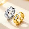 Titanium Steel Rotatable Half-Circle Diamond Couple Ring - Trendy & Stylish Jewelry