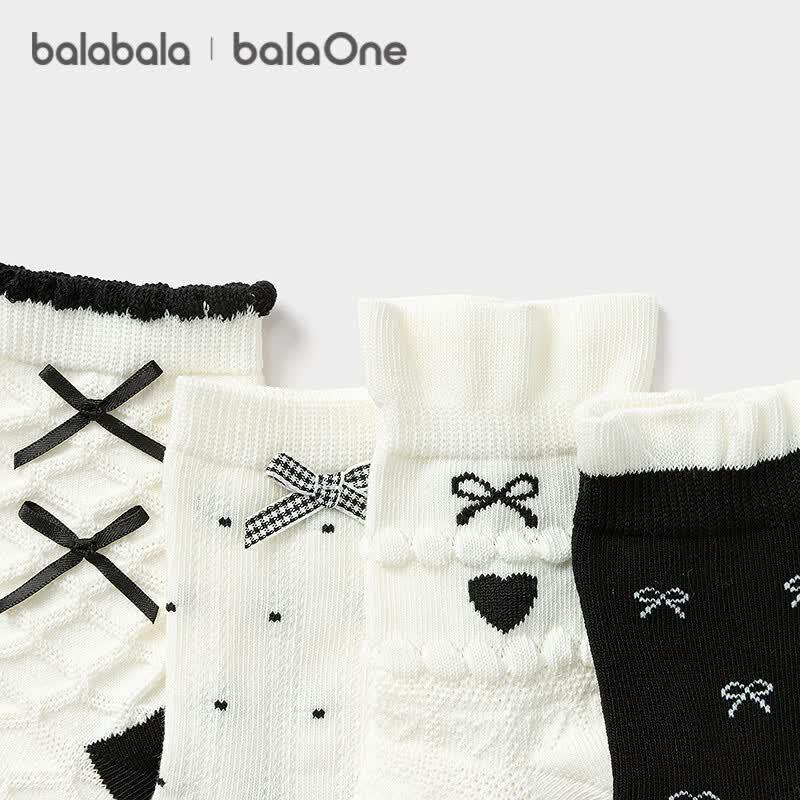 Balabala Girls' Mid-Calf Cotton Socks (4-Pack)