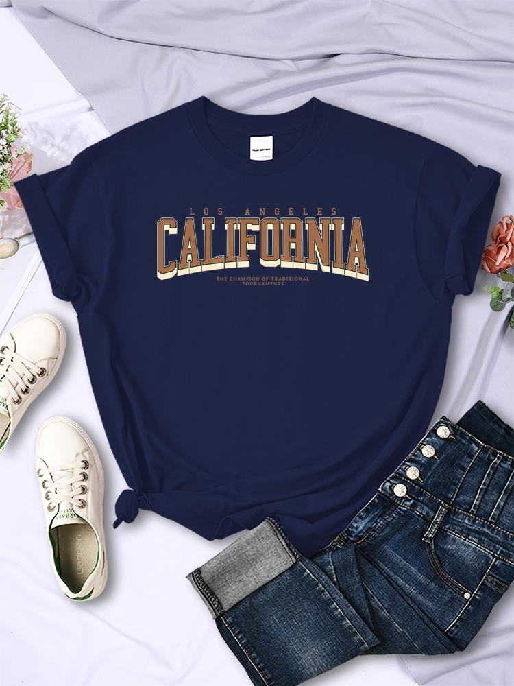 Los Angeles California The Winnerof Tournaments T-Shirt Women Summer Breathable T Shirts Street Clothes Simple Soft Short Sleeve