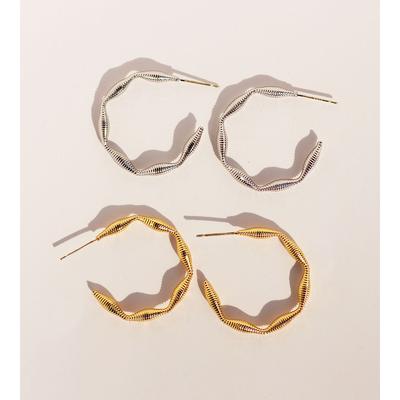 Creative Metal Minimalist C-Shaped Earrings Design Spring Screw Line Earrings Silver Needle Decoration