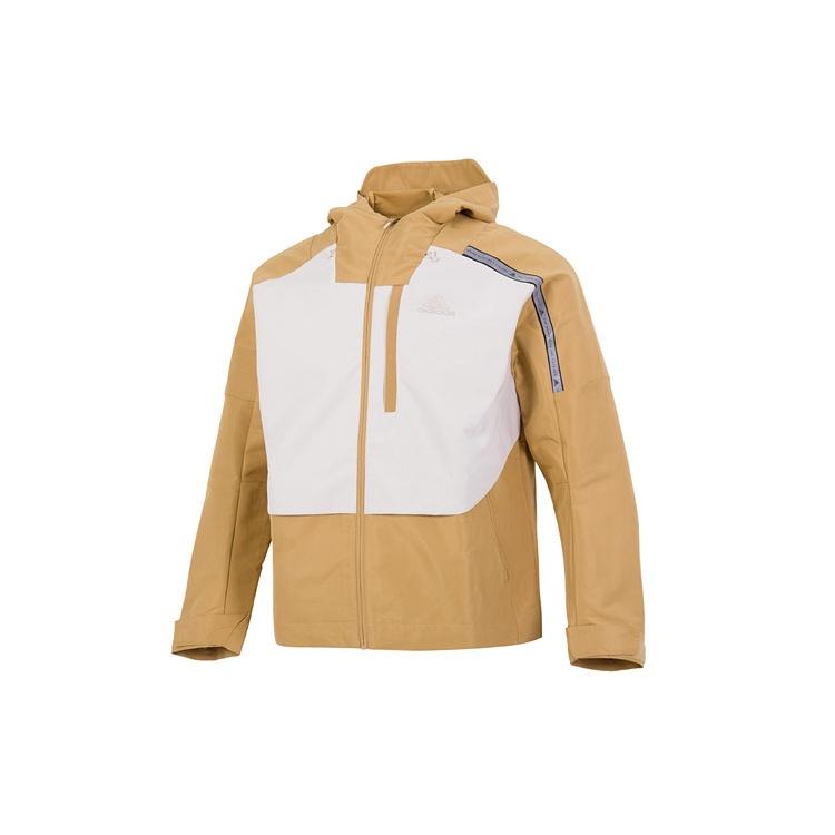 Men s adidas Th Protek Wvjkt Colorblock Athleisure Casual Sports Hooded Jacket Brown Yellow HM5167 M