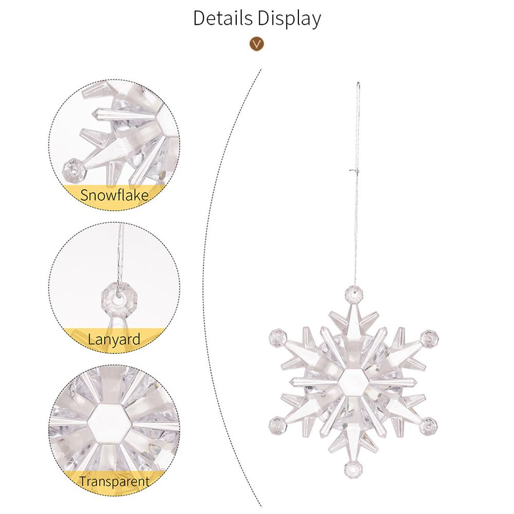 6pcs Acrylic Snowflake Pendant For Christmas Tree Decoration Transparent Snowflake Pendant Hanging Ornament For New Year Home Party