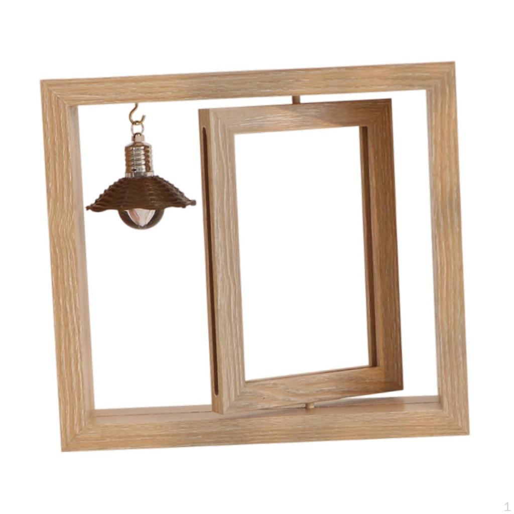 Rotating Picture Frame Decorative Birthday Gifts Office Desktop Wood Centerpiece Vertical Photo