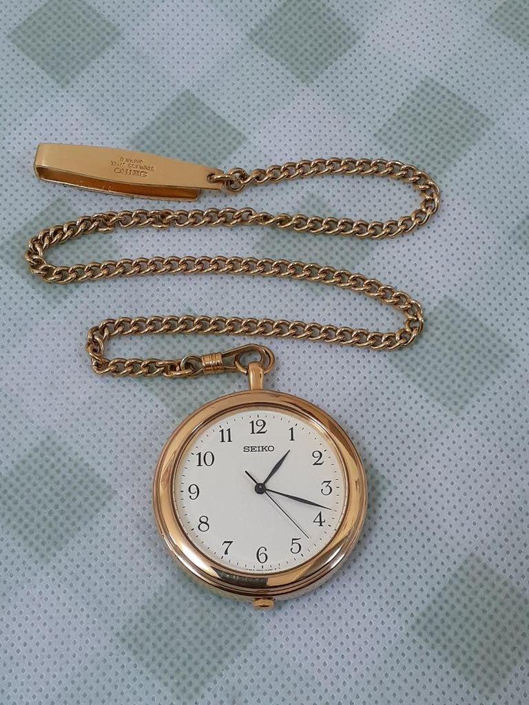 [USED] SEIKO Gold Pocket Watch with Chain