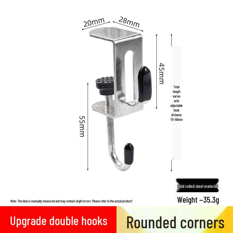 Adjustable Double Hook Desk-Side Schoolbag Hanger