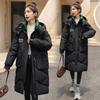 Cotton-padded Women's Medium and Long Winter New Loose and Thickened Thousand Bird Grid Splicing Down Cotton-padded Hat Removable