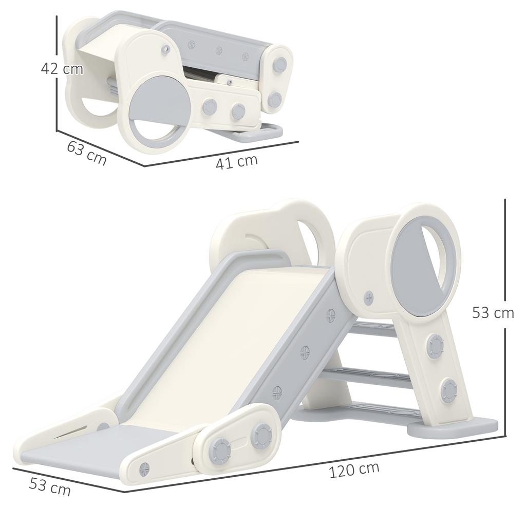 Foldable Kids Slide, Freestanding Baby Slide, for Ages 1.5-3 Years, Grey & Beige
