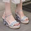 Fashion New Summer Fashion Wedge Heel Sandals Woman Bohemian Crystal Strap Platform Sandals for Women Thick Sole Non Slip Beach Slippers