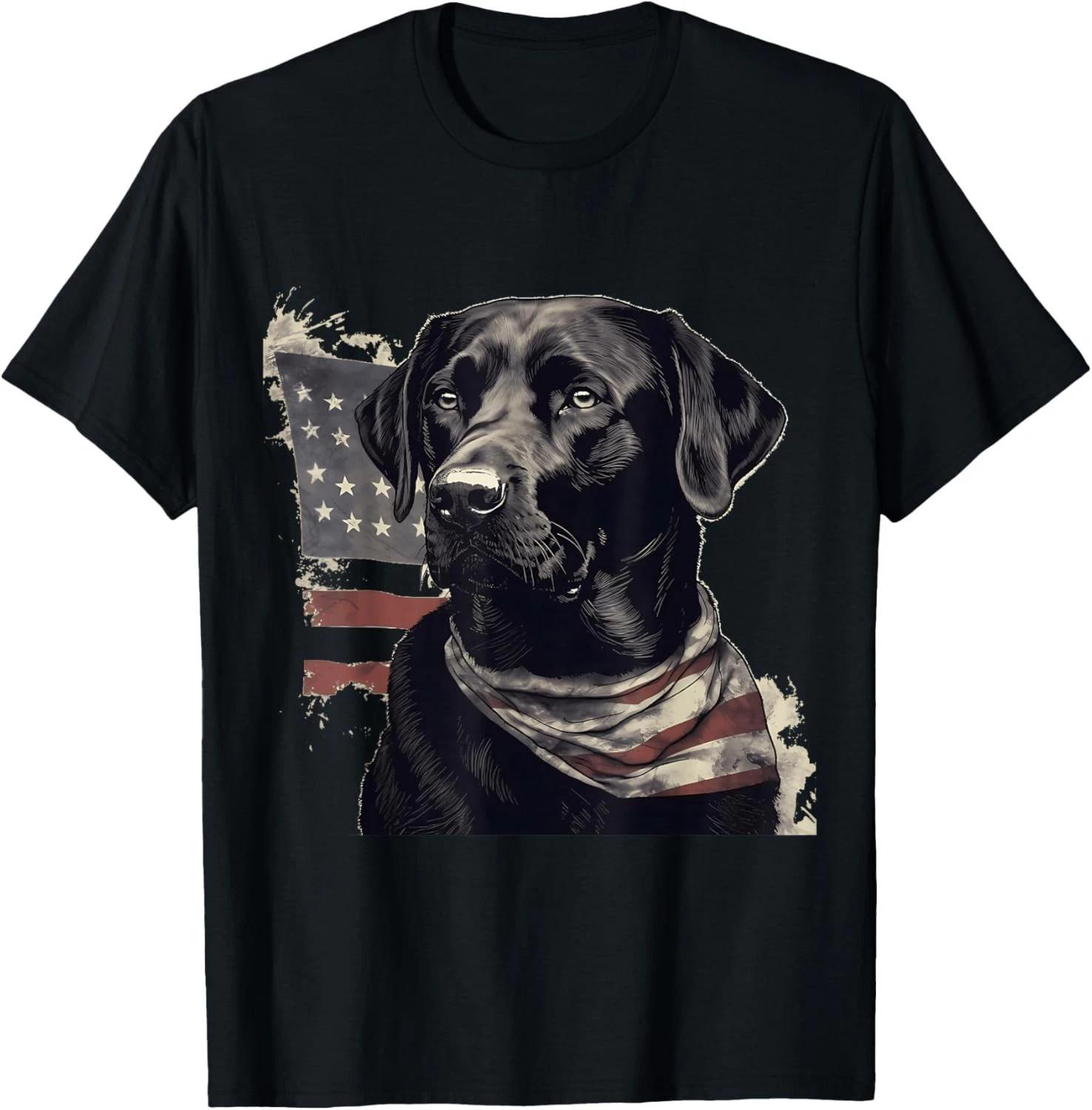 American USA Flag Lab Owner Black Labrador Retriever Gift Unisex T-Shirt XL