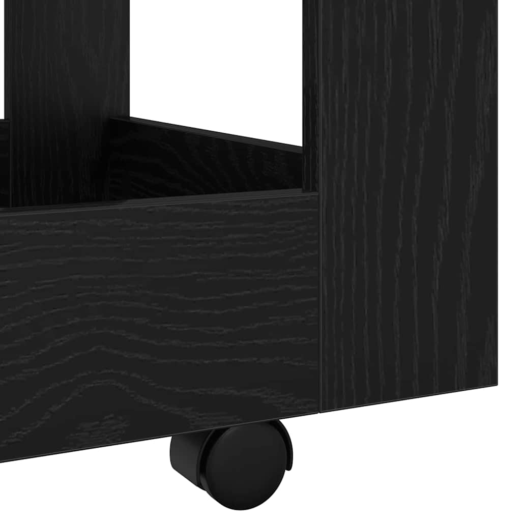 Desk Trolley Black Oak Effect 60 x 45 x 60 cm