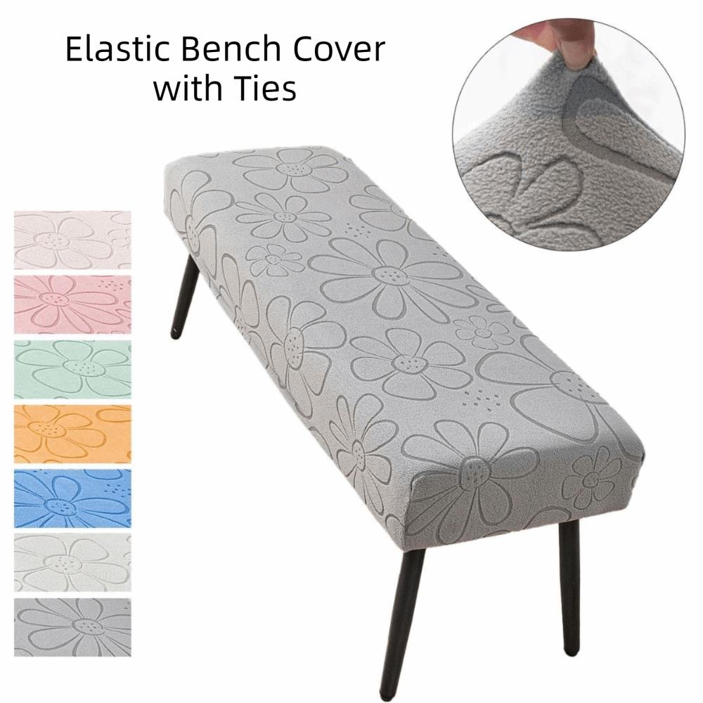 Polyester Elastic Bench Cover Stretch Flower Pattern Dining Bench Slipcover Removable Washable Bench Seat Cover Home Decor