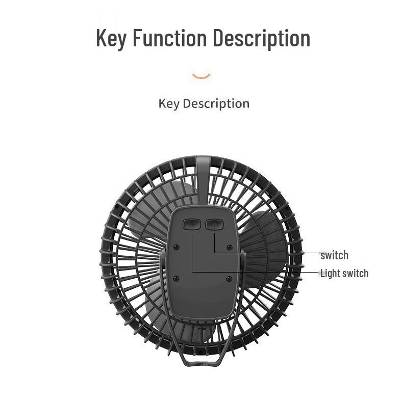Portable Camping Fan with Tripod, Long Battery Life, Dual-Use Hanging or Standing, Large Wind Power, and Night Light