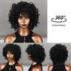 MISS WIG Kurze schwarze Afro-Lockenperücken mit Pony für schwarze Frauen, flauschige synthetische afrikanische Ombre-Perücken