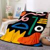 1Pc Abstract Colorful Shapes Blanket Soft And Comfortable Casual Warm Camping Travel Christmas Halloween Xmas Gift M928254