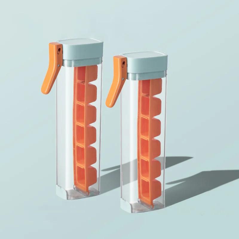 6 Grid Single Handed Press Mold Summer Whiskey Cocktail Drink Ice Making Storage Box Easy Demould