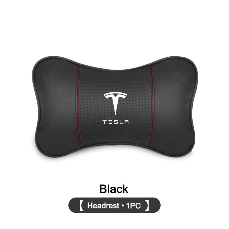 New PU Leather Car Interior Seat Headrest Neck Protection Pillow For Tesla Model 3 Model S X Model Y Roadster SpaceX Accessories