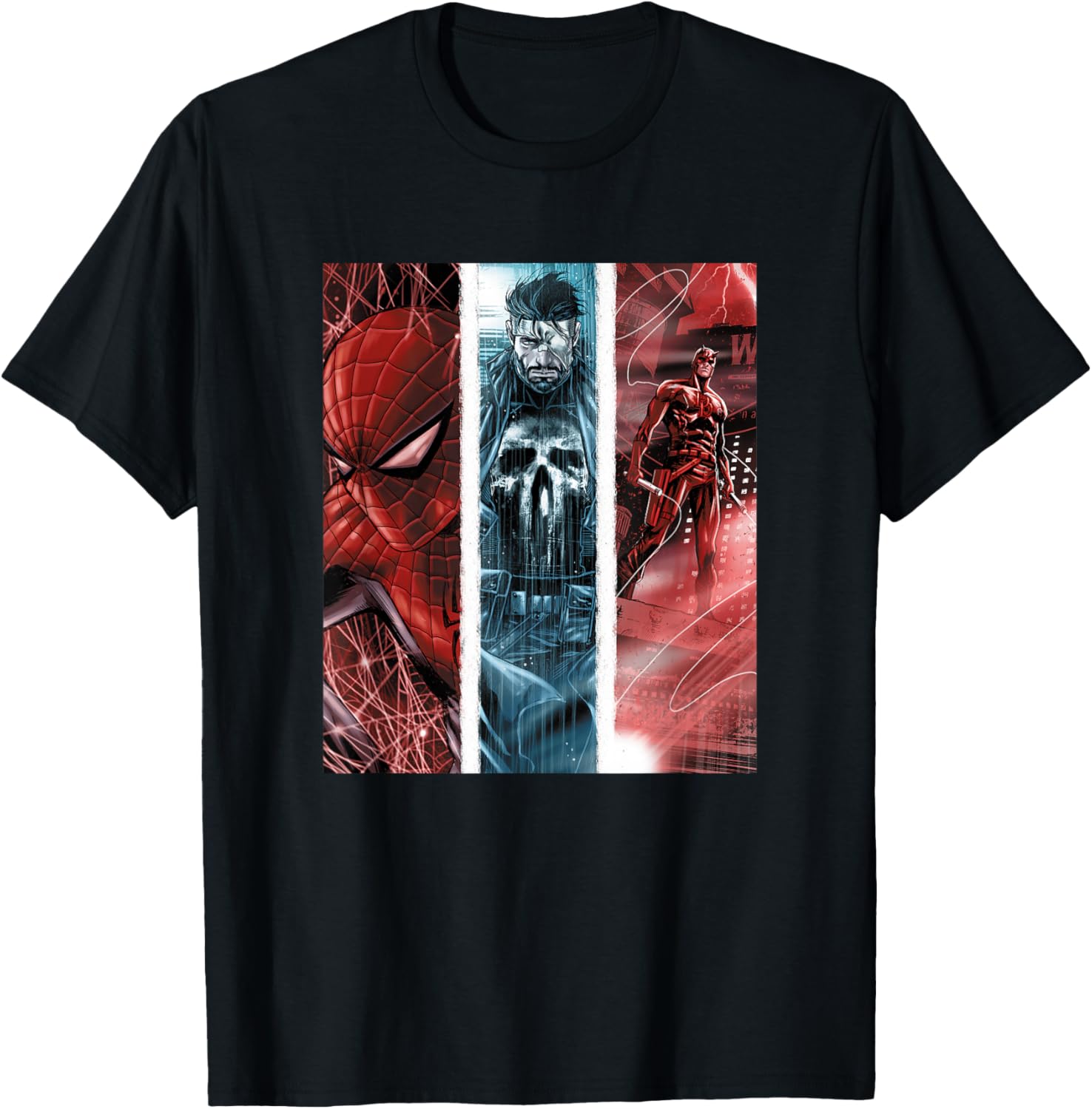 Marvel Punisher Daredevil & Spider-Man Epic Panels T-Shirt S
