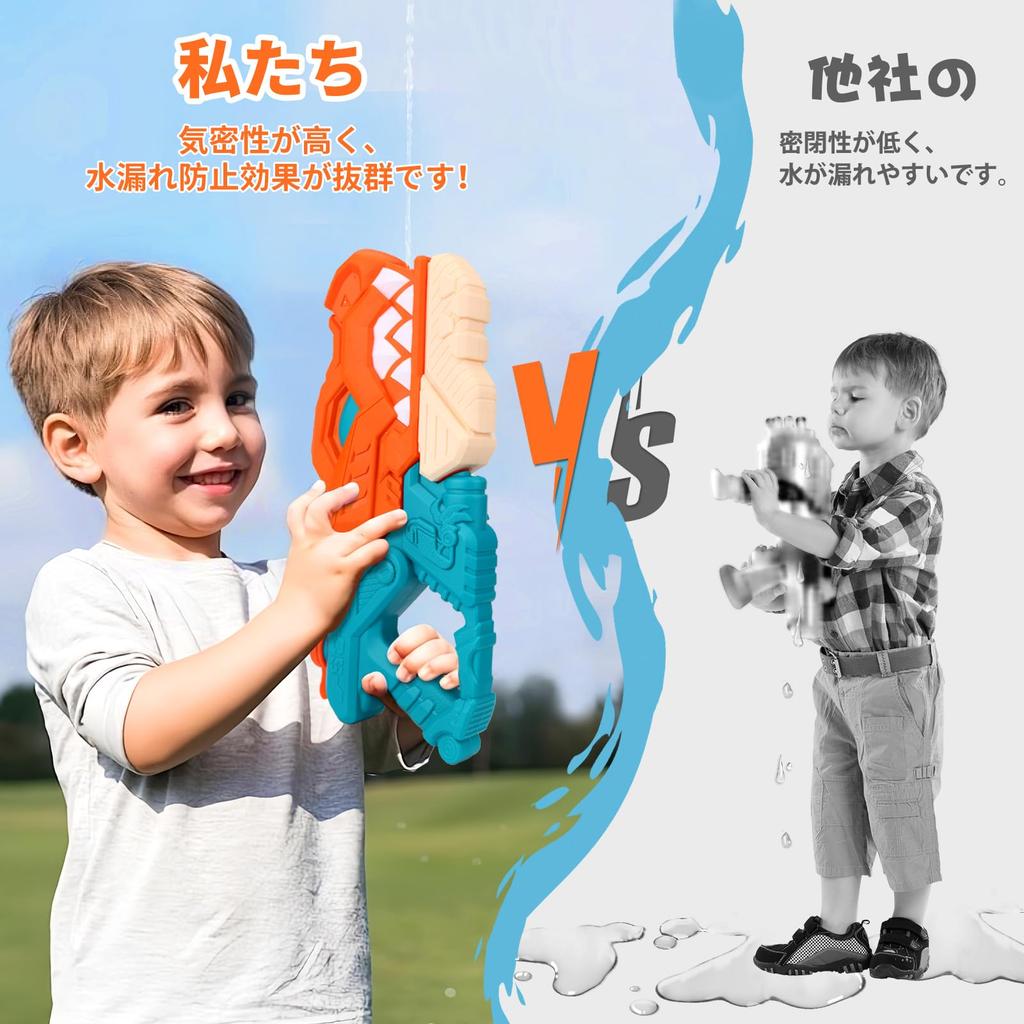 Yangtomo Water Guns, Set of 2, Powerful, Kids' Water Toy with a 10m Projectile Distance, Pressurized, Large Capacity (600ml), Dinosaur Water Gun, Wate