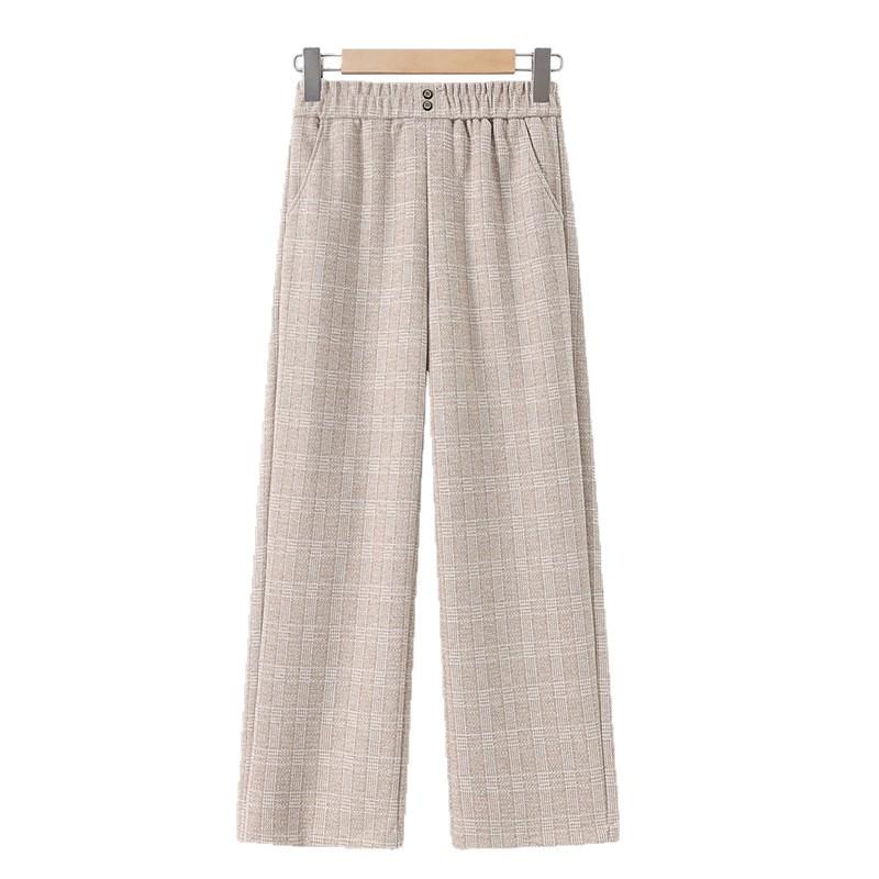 2026 Winter Fashionable High-Waisted Woolen Straight-Leg Pants for Mid-Aged Women: Stylish, Slightly Stretchy, and Casual