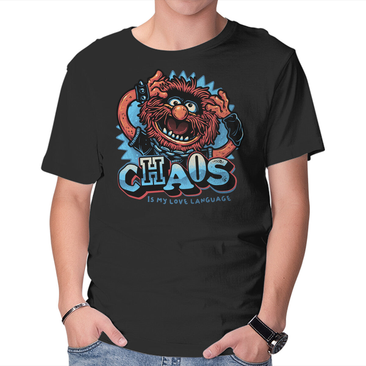 Unisex Crew Neck T-Shirt Chaos Is My Love Language Graphic Short Sleeve Casual Tee XL