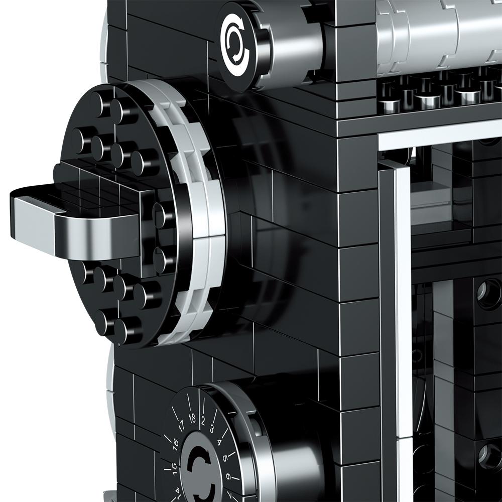 KNEW BUILT Retro digitální fotoaparát Model Mini cihlové hračky pro chlapce Dospělí Montáž Designové stavebnice Klasická sběratelská kamera