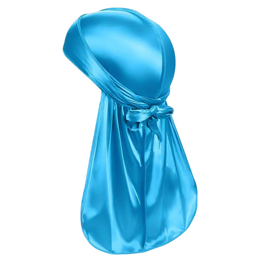 Men's Simulation Silk Solid Color Silk Satin Long Tail Braid Street Personality Comfortable Pirate Hat Elastic Headscarf