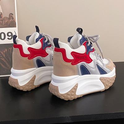 10CM Women Sneakers Genuine Leather Platform Sneakers Women Casual Shoes Chunky Sneaker Increase Designer Thick Sole Dad Shoes