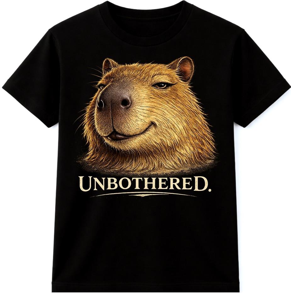 Capybara T Shirt Unbothered Funny Relaxed Meme Animal Graphic Tee Casual Top S разноцветный