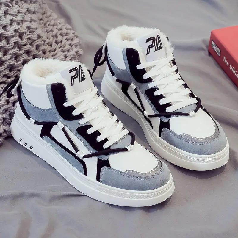 Korean Style Trendy 2026 Spring Autumn New Men's High Top Lace Up Casual Sports Skate Shoes Versatile Mid Top for Youth Students