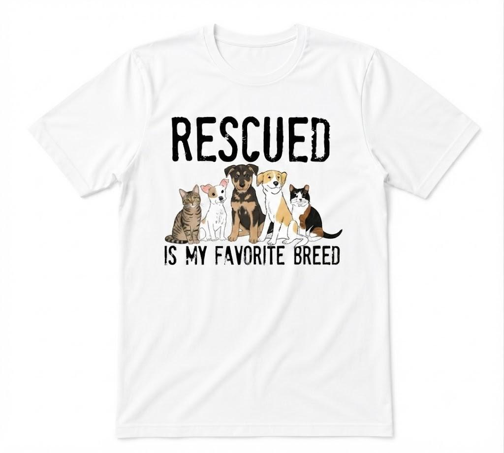Rescue Pet Rescue Dog Rescue Cat Rescued Is My Favorite White T-shirt