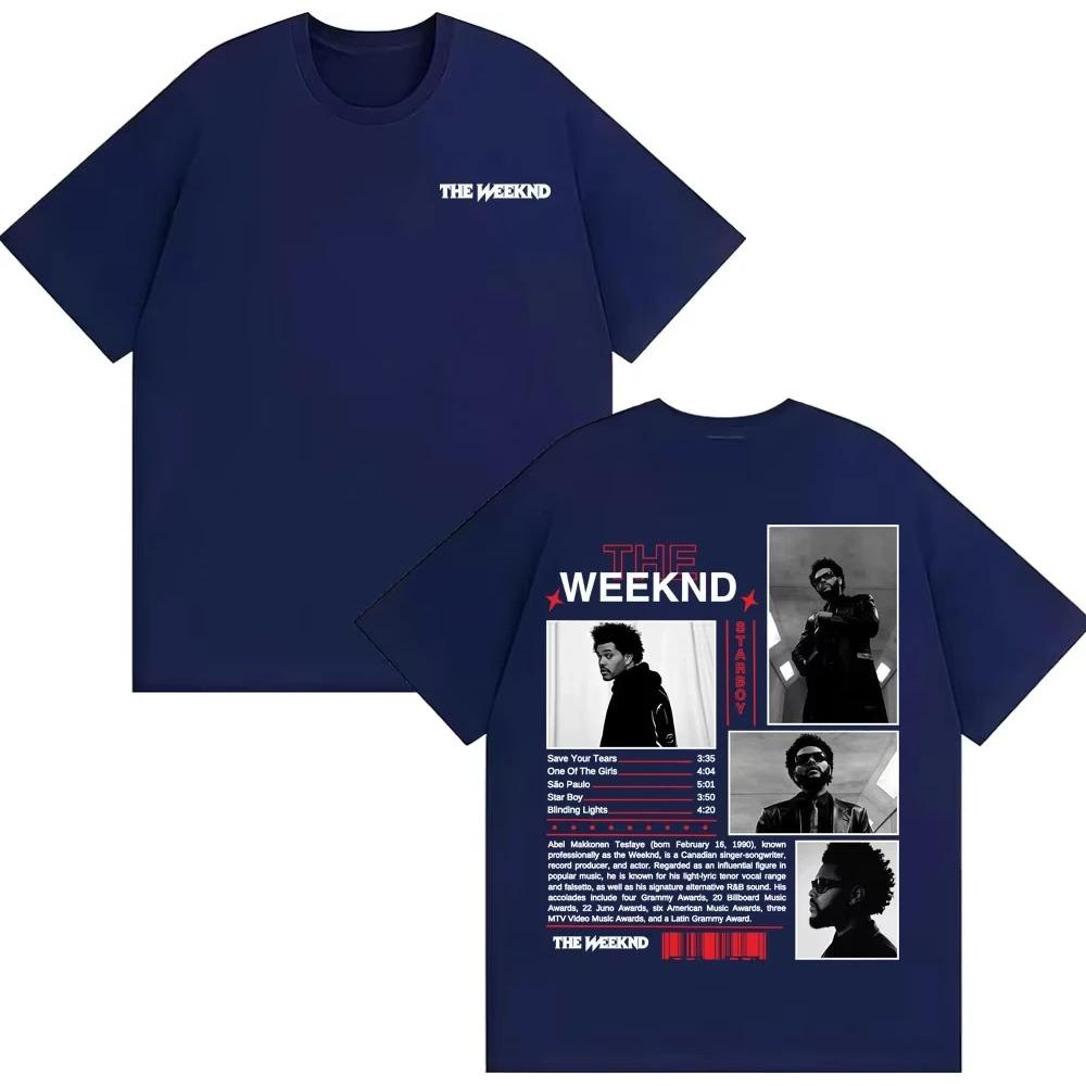 Rapper The Weeknd Starboy Album Cover T Shirt Men's Clothing Harajuku Punk  T-shirts Man Pure Cotton Short Sleeve Top