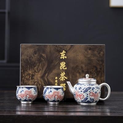 Master Liu Yin Tea Set Handmade One Pot Two Cups Kung Fu Tea Set Tea Pot Tea Cup Gifts Portable Gift Box