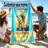 Custom Name Personalized Minions Print Beach Towel, for Trip Camping Beach Party Home Decor, Birthday Gift for Family & Friends