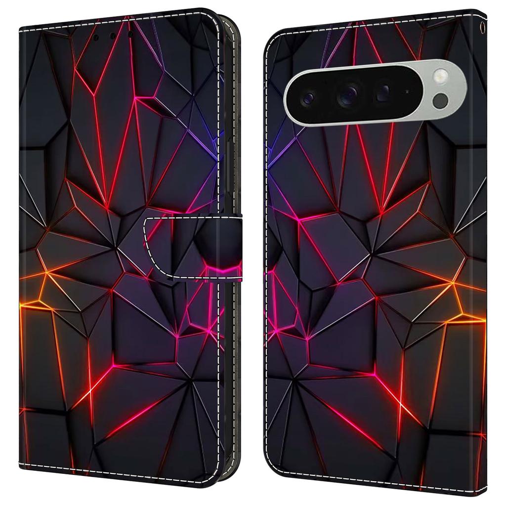 For Google Pixel 9 Pro XL Case Pattern Printed Protective Cover TPU+PU Leather Flip Phone Case