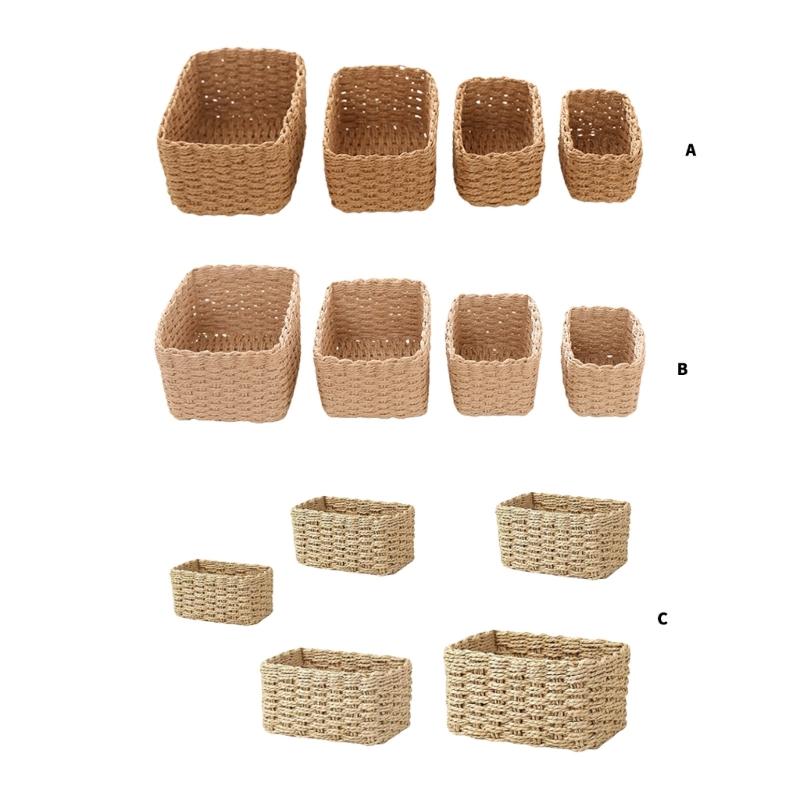 4/5 Stück stapelbare natürliche geflochtene Aufbewahrungskörbe für benutzerfreundliche Heimorganisation platzsparend einfaches Design