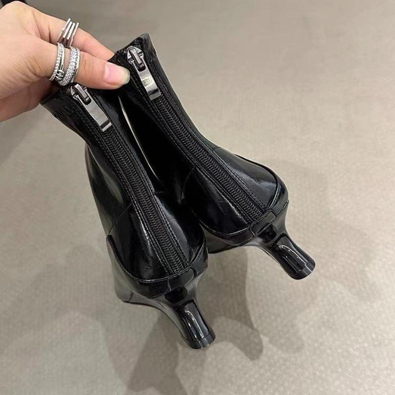Woman Ankle Boots Four Seasons New Light Luxury Retro Temperament Pointed Toe Boots Niche Design Back Zipper Fashion Boots