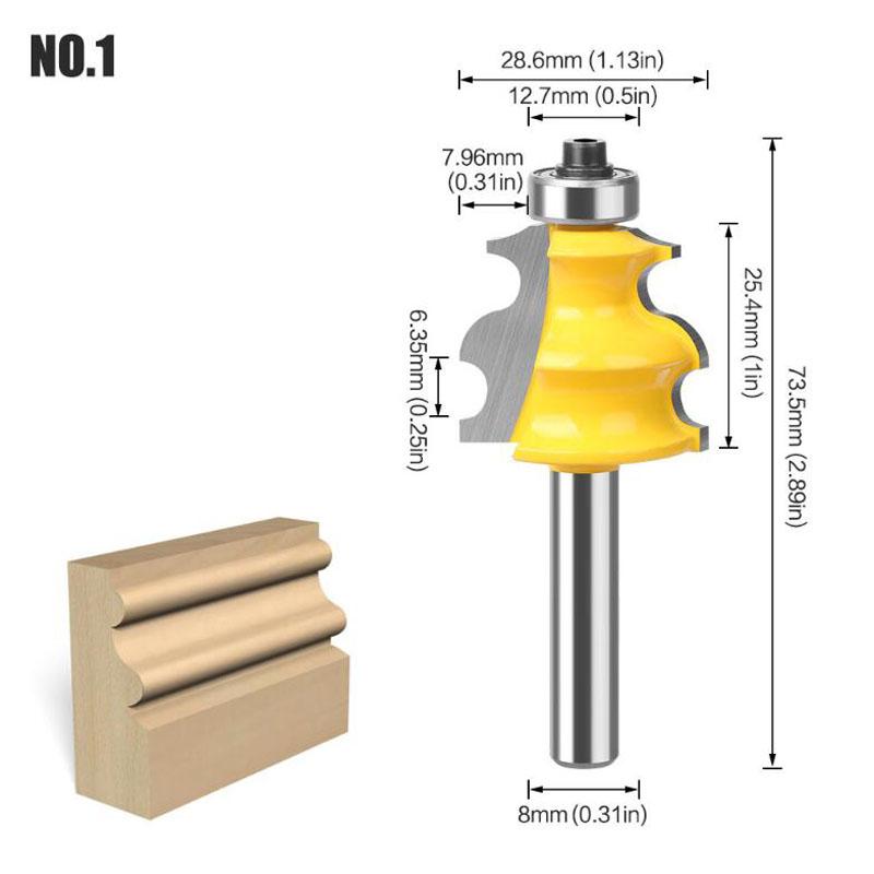 Architectural Molding Handrail Router Bit Casing Base CNC Line Woodworking Cutters Face Mill 8mm Shank