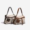 French Niche Design Cotton-linen Patchwork Messenger Bag for Women, Large-capacity Canvas Tote Bag for Commuting, Shoulder and Crossbody Bag, New
