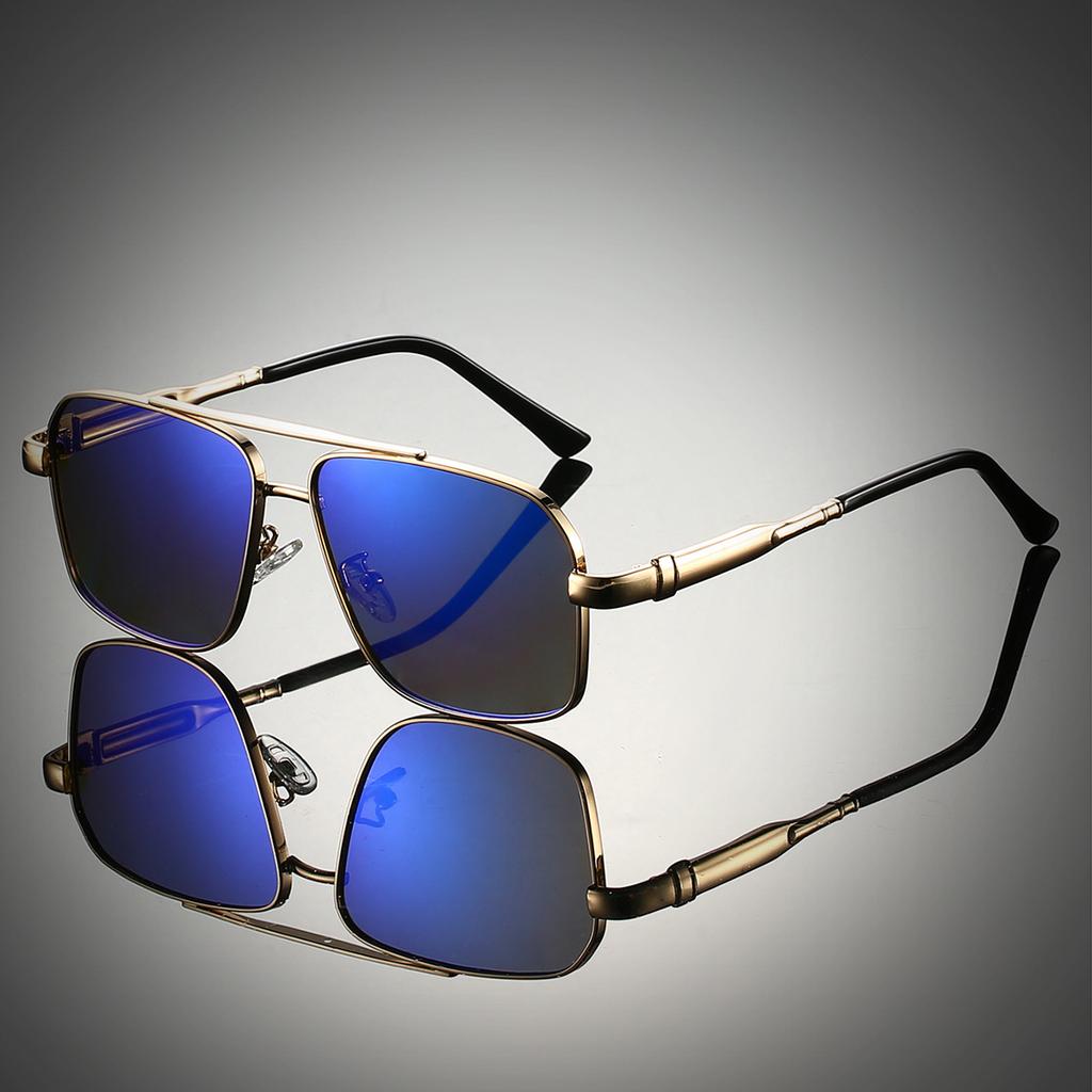 Square Metal Double Beam Men's Sunglasses Fashionable Light Luxury Casual Driving Sunglasses Personalized Colorful Sunglasses