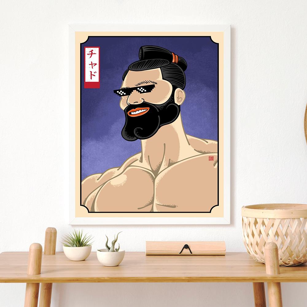 Kreskówkowa Figurka Głowa Rzeźba Rysunek Olejny Sztuka Plakat Druk Japonia Wojownik Zabawny Obraz na Płótnie Pokój Dom Ściana Dekoracja Fani Koszykówki